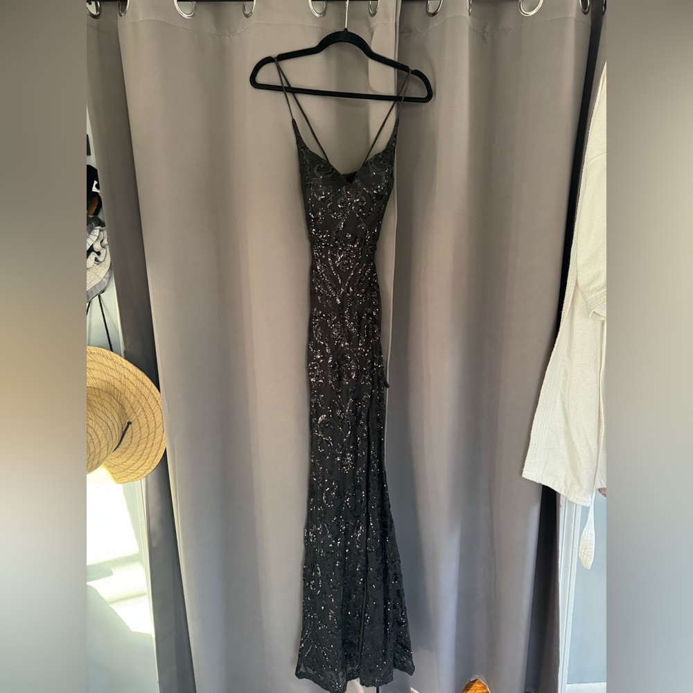 Lori Formal Sequin Lace-Up Long Dress
